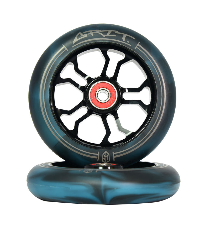 Grit 110mm Wheel Black/Black Teal Swirl (pair)