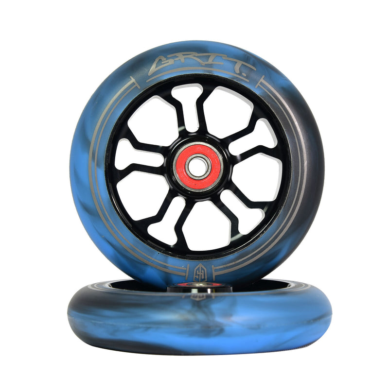 Grit 110mm Wheel Black / Blue Black Swirl (Pair)