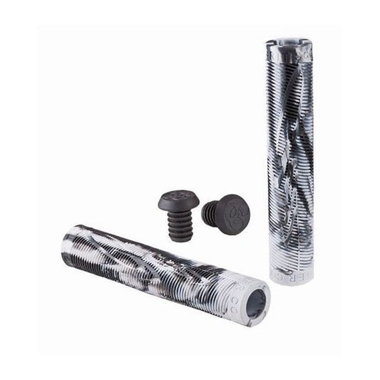 Grit Handlebar Grips - 160mm - Black/White (pair)