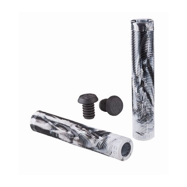 Grit Handlebar Grips - 160mm - Black/White (pair)