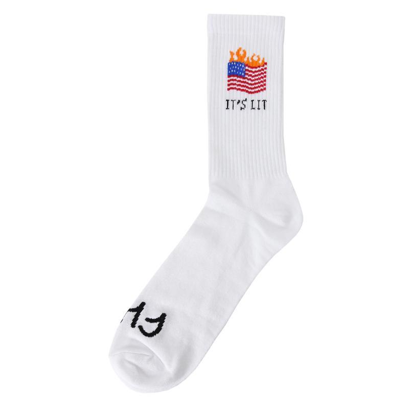 Cult Logo Socks [Colour: White] [Model: Stay Lit]