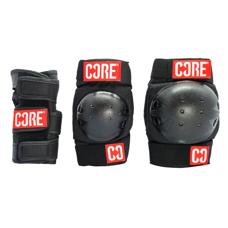 Core PROTECTION Junior Triple Pad Set Knee/Elbow/Wrist - Black (Small: 9-12y)
