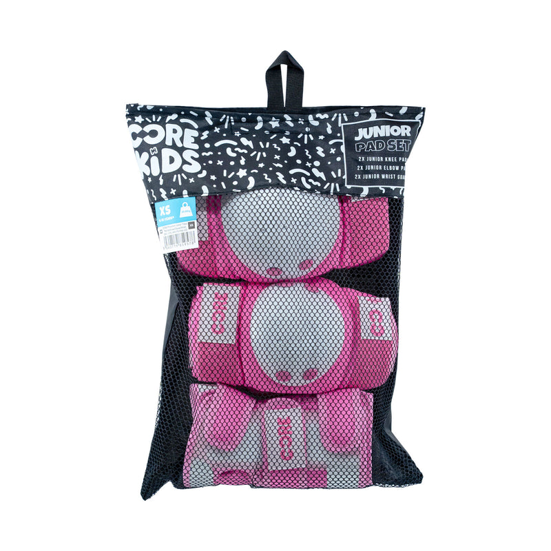 Core PROTECTION Junior Triple Pad Set -Knee/Elbow/Wrist- PINK (XX-Small: 3-7y)