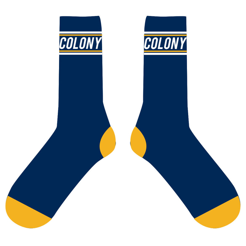 Colony BMX Logo Socks Navy/Yellow - Navy / Yellow