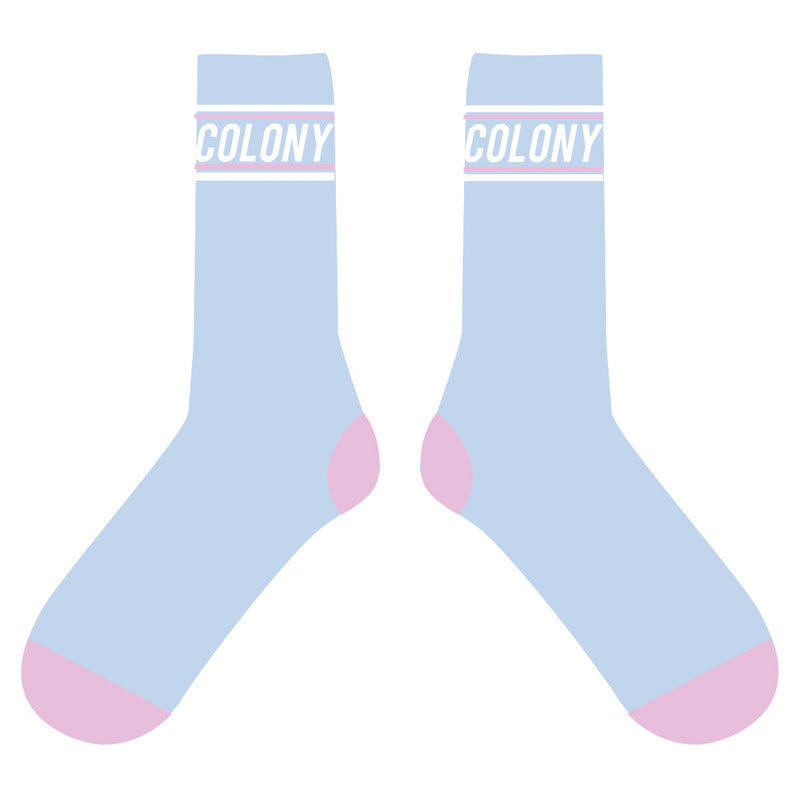 Colony BMX Logo Socks  Light Blue/Pink - Light Blue / Pink