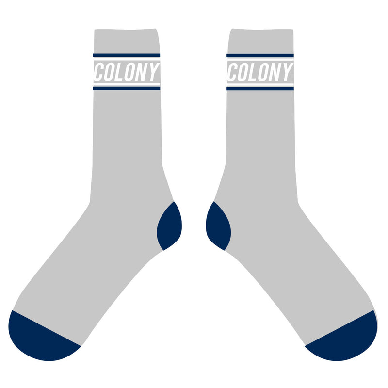 Colony BMX Logo Socks  Grey / Blue - Grey / Blue